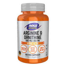 Аминокиселина NOW L-Arginine / Ornithine / 500-250mg, 100 Caps width=
