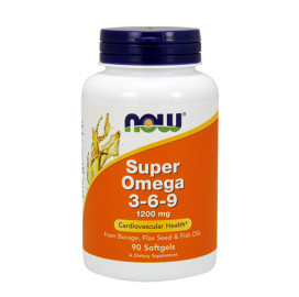 Хранителна добавка NOW Super Omega 3-6-9, 1200 mg, 90 гелкапсули width=