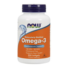 Рибено масло NOW Omega 3 Fish Oil 1000 mg, 200 Softgels