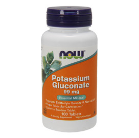 Калиев глюконат  NOW Potassium Gluconate 99mg, 100 Tabs. width=