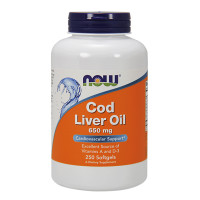 Масло от черен дроб на треска (Cod Liver Oil)  NOW 650 mg, 250 Softgels