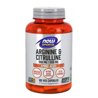 Аминокиселина NOW Arginine 500mg & Citrulline 250mg, 120Vcaps.