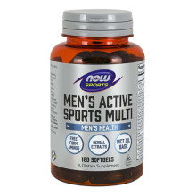 Стимулиращ хардкор NOW Men's Active Sports Multivitamin, 180 гел капсули