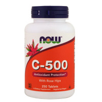 Витамин C NOW Vitamin C-500 with Rose Hips, 250 tab.