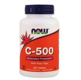Витамин C NOW Vitamin C-500 with Rose Hips, 250 tab. width=