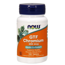 Хром NOW GTF Chromium 200mcg, 100 Tabs