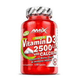 Витамини и менерали AMIX Vitamin D3 2500 IU with Calcium 250mg, 120 капс. width=