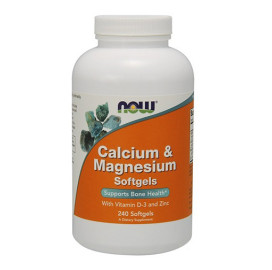 Калций и магнезий NOW Calcium & Magnesium with Vit D and Zinc, 240 Softgels width=