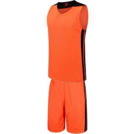 Екип за баскетбол, потник с шорти - неоново оранжев с черно width=