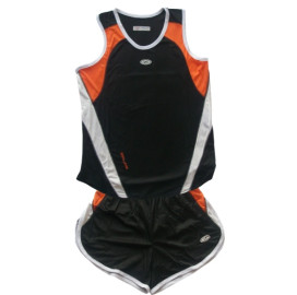 Баскетболен екип - черно с оранжево и бяло width=