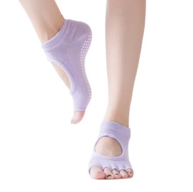 Чорапи за йога с отворени пръсти. светло лилави width=
