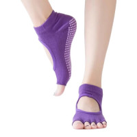 Чорапи за йога с отворени пръсти. тъмно лилави