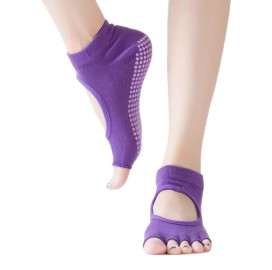 Чорапи за йога с отворени пръсти. тъмно лилави width=