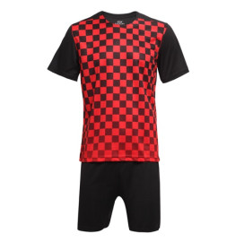 Екип за футбол, волейбол и хандбал, фланелка с шорти - червен с черно width=