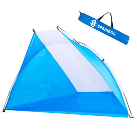 Палатка - сенник Springos, 220 x 115 см, плажна, синьо-сива width=