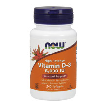 Витамин D-3 / 5000IU / NOW, 240 гел капсули