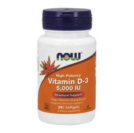 Витамин D-3 / 5000IU / NOW, 240 гел капсули width=