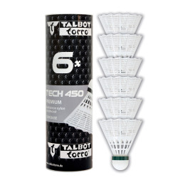 Перца за бадминтон TALBOT TORRO Tech 450 Slow, 6 бр, бели