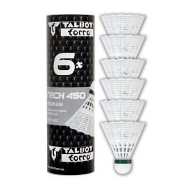 Перца за бадминтон TALBOT TORRO Tech 450 Slow, 6 бр, бели