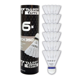 Перца за бадминтон TALBOT TORRO Tech 350 Medium, 6 бр, бели width=