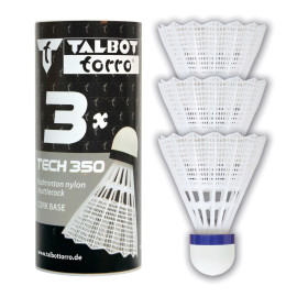 Перца за бадминтон TALBOT TORRO Tech 350 Medium, 3 бр, бели width=