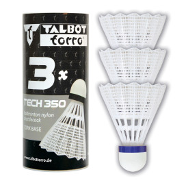 Перца за бадминтон TALBOT TORRO Tech 350 Medium, 3 бр, бели width=