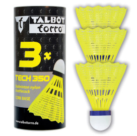 Перца за бадминтон TALBOT TORRO Tech 350 Medium, 3 броя, жълти width=