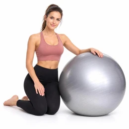 Топка за пилатес и гимнастика Bodyflex Anti-brust, 75 см, сива