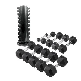 Хексагонални гири Body-Solid сет 1-10 кг, гумирани със стойка, профи