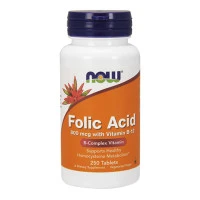 Фолиева киселина NOW Folic Acid /800mcg./ + B-12 /25mcg,  250 VegTabs.
