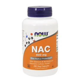 L-цистеин NOW NAC 600mg, 250 Vcaps.
