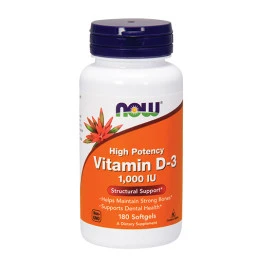 Витамин D3 1000IU NOW, 180 Softgels
