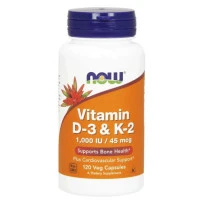 Витамин D-3 NOW 1000 IU & K2 45mcg,120 Vcaps