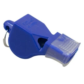 Свирка реферска FOX 40 с връзка и силиконов мундщук, синя width=