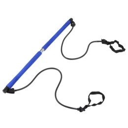 Комплект за пилатес MAXIMA, лост с два ластика, син 