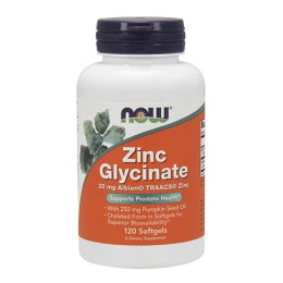 Цинк NOW 30мг., 120 желирани капс.