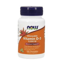Витамин D-3 5000 IU NOW, 120 дъвчащи табл.