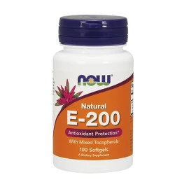 Витамин E-200 IU NOW /Mixed Tocopherols/, 100 капс.
